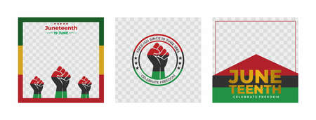 Social media post template for Juneteenth day, Celebration freedom, emancipation day in 19 june, African-American history and heritage.のイラスト素材