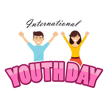 International Youth Day 12 August 2021, Happy Youth Day, card,banner or poster for international youth day.のイラスト素材