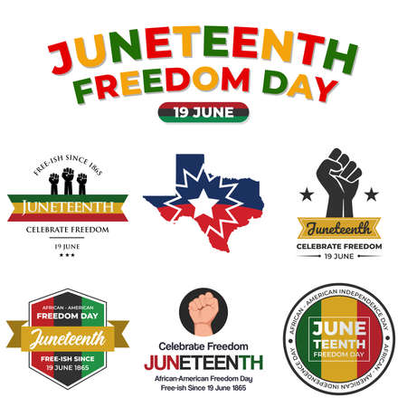 Set of Juneteenth Design. Juneteenth Day, celebration freedom, emancipation day in 19 june, African-American history and heritage.のイラスト素材