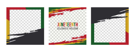 Social media post template for Juneteenth day, Celebration freedom, emancipation day in 19 june, African-American history and heritage.のイラスト素材