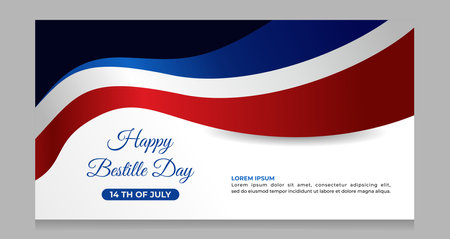 Happy bastille day july 14, Creative vector Illustration, Card, Banner Or Poster For The French National Dayのイラスト素材