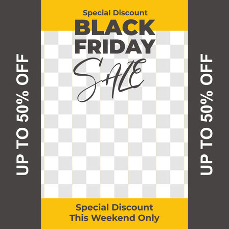 black friday sale social media post template in yellow and black colorのイラスト素材