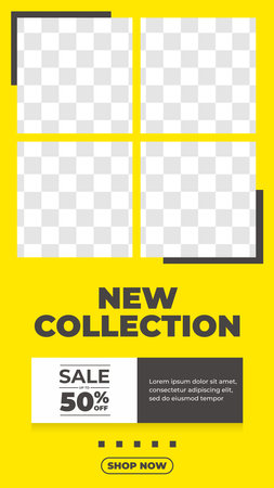 Set of Editable minimal square banner template. Suitable for social media posts in yellow color. Vector illustrationのイラスト素材