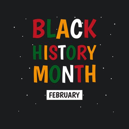 Black History Month. Vector hand drawn lettering on black background.のイラスト素材