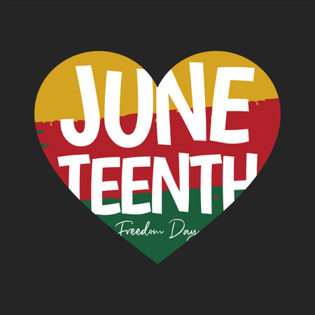 Juneteenth Freedom Day. June 19. Vector illustration with lettering and heart.のイラスト素材