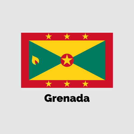 Grenada flag icon. Gray background with green. Vector illustration.のイラスト素材