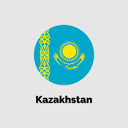 Kazakhstan Flag Design Vector Template. Circle Flag of Kazakhstanのイラスト素材