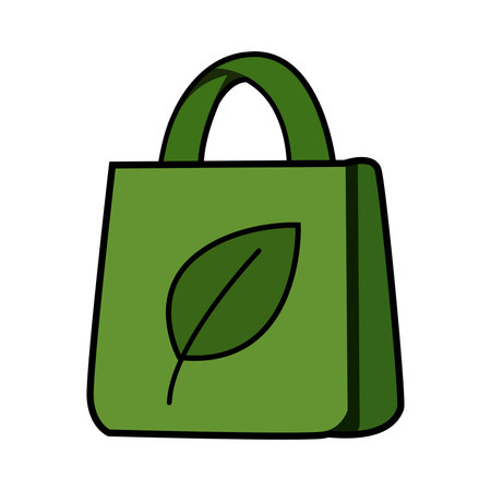 eco bag with leafs ecology icon image vector illustration design  green colorのイラスト素材