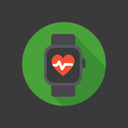 Smartwatch flat icon with long shadow, eps 10 vector illustrationのイラスト素材