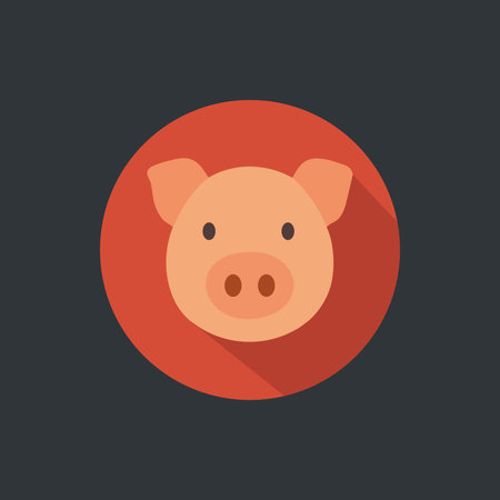 Flat Icon of Pig Face for Farm and Meat Industryのイラスト素材