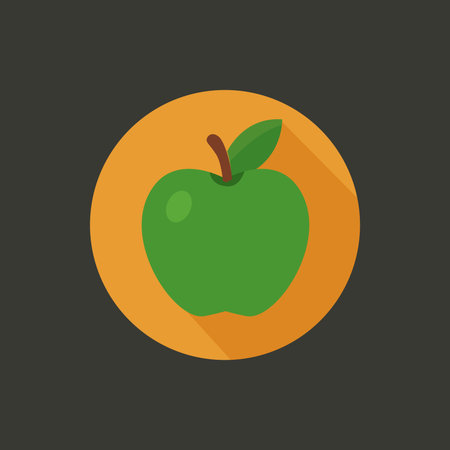 Apple icon, vector illustration. Flat design style with long shadow,eps10のイラスト素材
