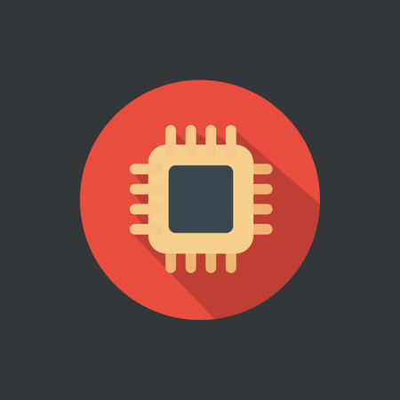 CPU icon. Flat vector related icon with long shadow for web and mobile applicationsのイラスト素材