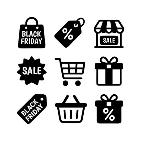 Black Friday sale icons set. Vector illustration isolated on white background.のイラスト素材