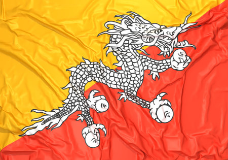 Kingdom of Bhutan flagの写真素材