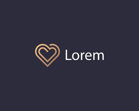 Abstract golden gradient heart logo design vector template. Luxury hotel, spa, massage, heritage logotype concept icon.のイラスト素材
