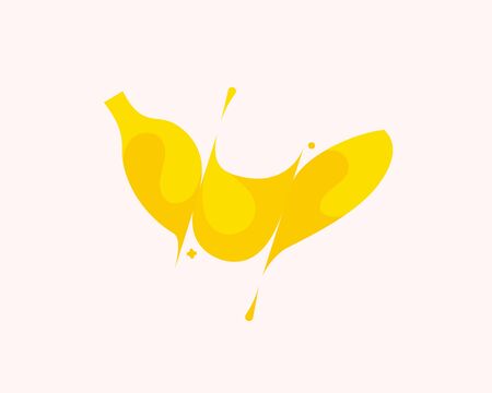 Banana vector colorful modern minimal style illustration. Creative icon  splash concept explosion with drops. Fresh fruit vector  emblem symbol.のイラスト素材