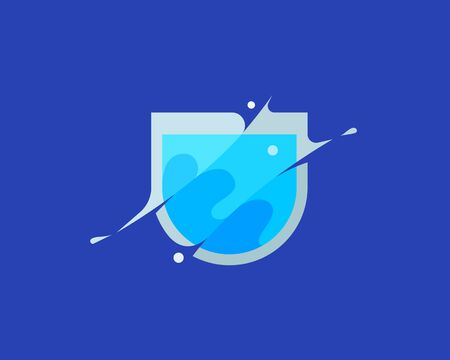 Glass of water vector colorful modern minimal style illustration. Creative icon  splash concept explosion with drops. Vision vector  emblem symbol.のイラスト素材