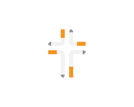 ? ross of four cigarettes logo on white background. Creative illustration of harm of smoking. Smoking death closer posterの写真素材