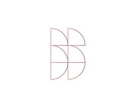 Abstract letter B logo design template on white background. Premium line gradient alphabet from geometric shapes emblem sign symbol mark logotypeの写真素材