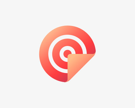 Abstract target, aim with paper folded corner logo design template. Universal creative marketing, success flat vector icon sign symbol logotype.のイラスト素材