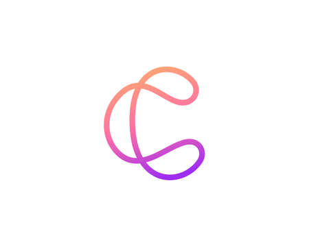 Abstract letter C modern logotype icon design concept. Creative minimalist gradient one line logo template isolated on white background. Vector illustrationのイラスト素材