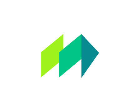 A letter M from abstract multicolors shapes. Application icon logotype design template. Vector icon logo designのイラスト素材
