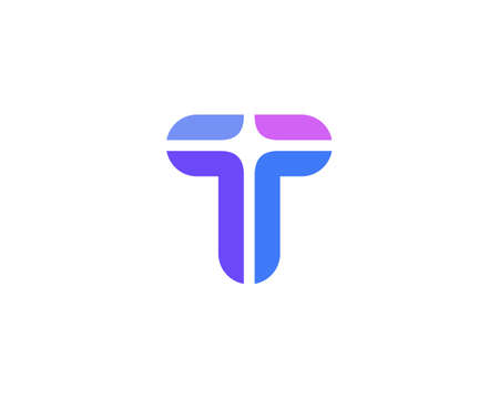 A letter T from abstract multicolors shapes. Application icon logotype design template. Vector icon logo designのイラスト素材