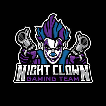 Night Clown mascot logo design for gamer on computers and smartphones, this logo represents cruel, aggressive, sadistic, crazy, smile.のイラスト素材