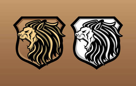 The Two Lion Side Head Mascot Vectorのイラスト素材