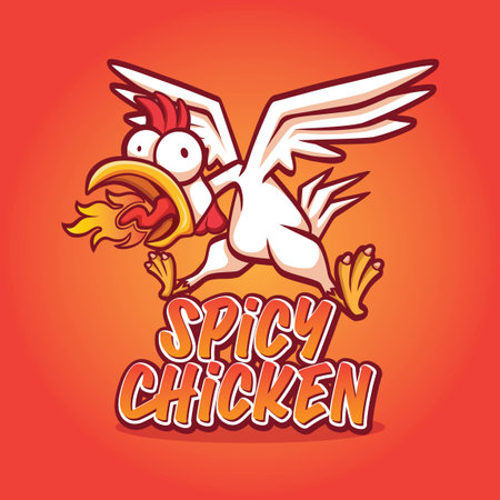 Spicy funny chicken illustration suit for chicken menu displayのイラスト素材