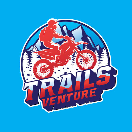 The Moto Cross Trails Adventure Mascot Logo Designのイラスト素材