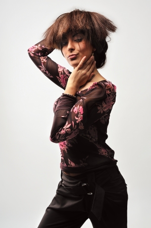 Woman with beautiful dark-hairの写真素材