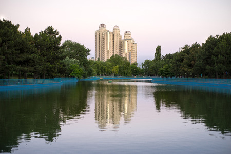 The artificial lake in the park "Victory"のeditorial素材