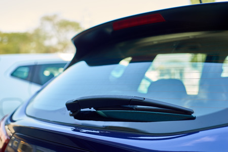 The blue car rear wipersの写真素材