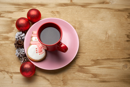 festive coffee with biscuitsの写真素材