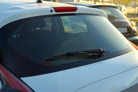 The white car rear wipersの写真素材