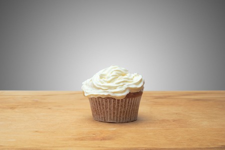 Three cupcakes with candlesの写真素材