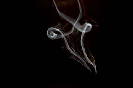White smoke collection on black backgroundの写真素材