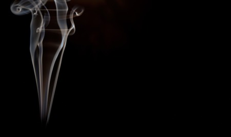 White smoke collection on black backgroundの写真素材