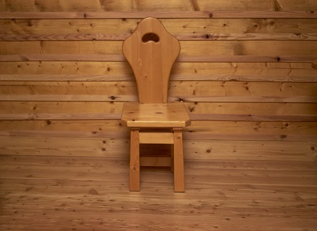 wooden chair in a wooden houseの写真素材