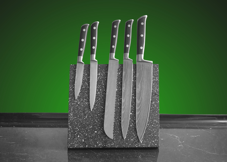 five of damascus steel knife set