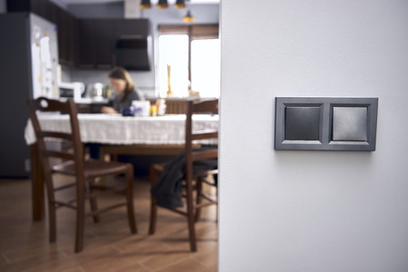 switch and socket in the kitchen background