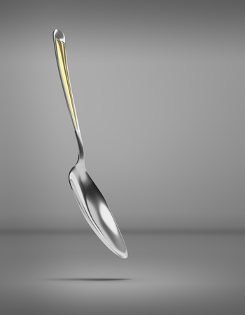 The spoon lies on an isolated background - cutlery 3D render - 3D imageの写真素材