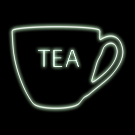 Tea cup icon. Neon glow. Refreshing drink.の写真素材