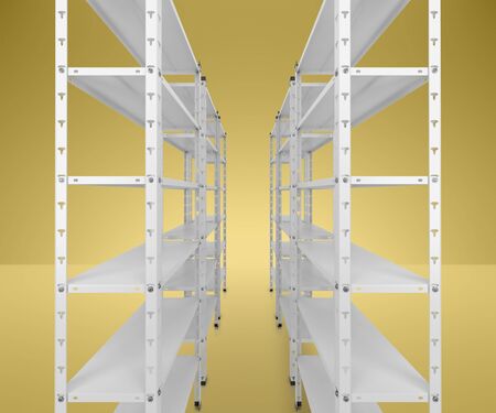 rack 3d image. 3D model metal shelves.の写真素材