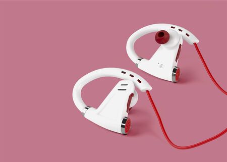 Wireless headphones 3d renderの写真素材
