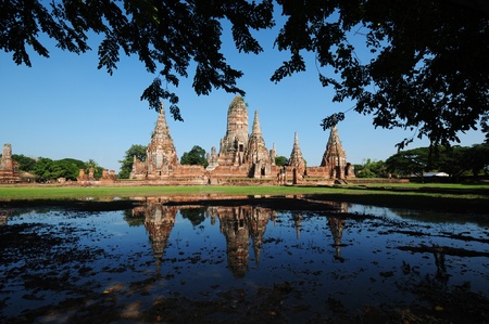 Ayutthaya Thailand temple and Blue skyの写真素材