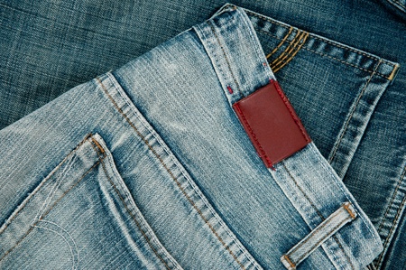 Empty leather label view of jeans for your good band nameの写真素材