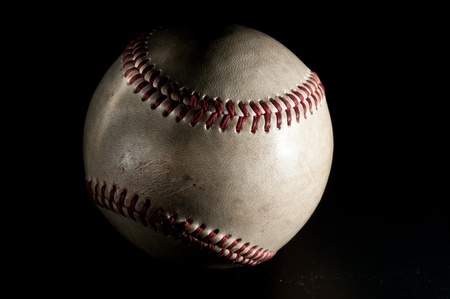 closeup baseball with Black backgroundの写真素材