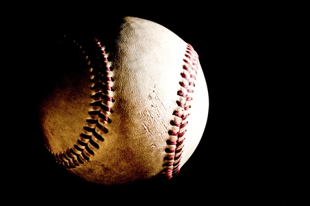 closeup baseball with Black backgroundの写真素材